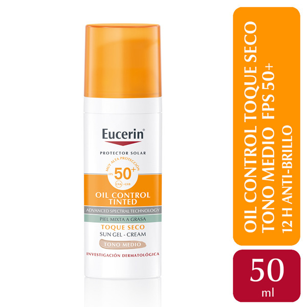 Imagen de EUCERIN SOLAR FACIAL CREMA TOQUE SECO TONO MEDIO 50 fps [50 ml]