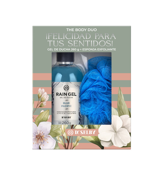 Imagen de RAIN GEL BLUE PACIFIC+ESPONJA EXFOLIANTE PACK [260grs+1uni]