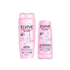Imagen de ELVIVE SHAMPOO GLYCOLIC GLOSS + ACONDICIONADOR PACK 680 + 370 ml