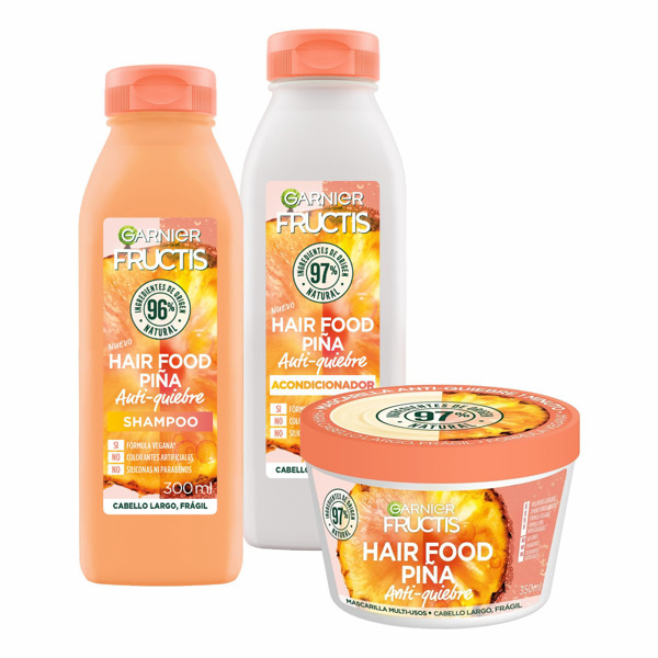 Imagen de PACK FRUCTIS HAIR FOOD PIÑA SHAMPOO + ACONDICIONADOR + MASCARILLA 300+300+350 ml