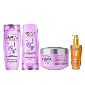 Imagen de PACK ELVIVE HIDRA HIALURONICO SHAMPOO + ACONDICIONADOR + MASCARILLA + OLEO 370+370+300+100 ml