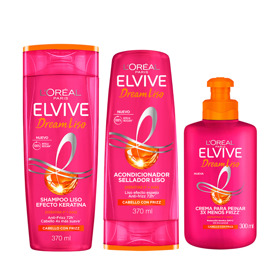 Imagen de PACK ELVIVE DREAM LISO SHAMPOO + ACONDICIONADOR + CREMA DE PEINAR 370+370+300 ml