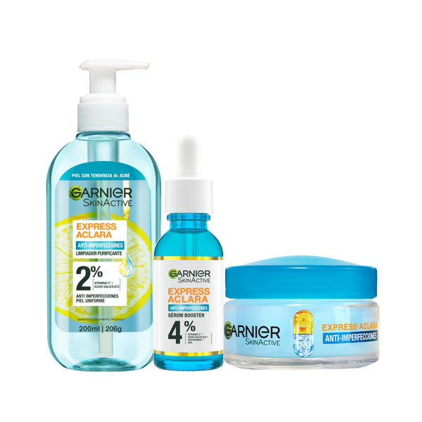 Imagen de PACK GARNIER EXPRESS GEL ANTI ACNE + AIR CREAM + SERUM ANTI ACNE 50+200+30 ml