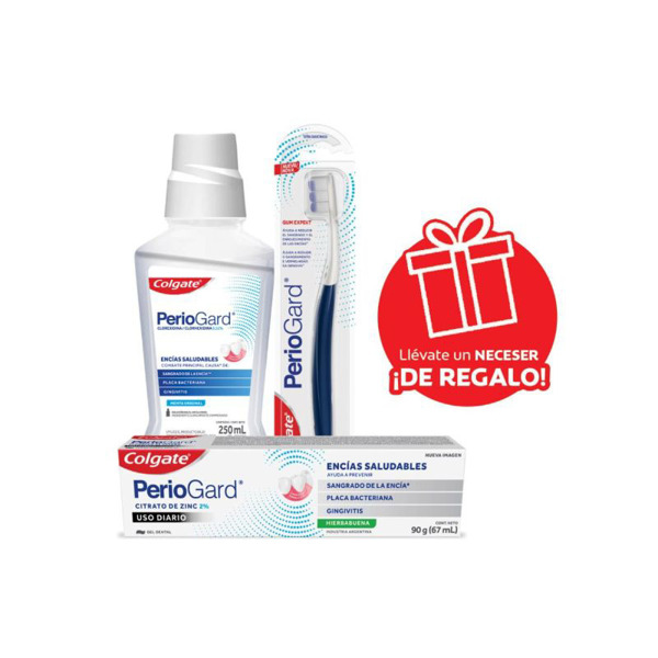 Imagen de COLGATE KIT PERIOGARD  CR.+CEPILLO+ENJUAGUE NECESSAIRE [90gr+1uni+250ml]