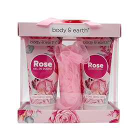 Imagen de BODY&EARTH ROSE GEL DUCHA+LOCION CORPORAL+TOALLA+ESPONJA ESTUCHE